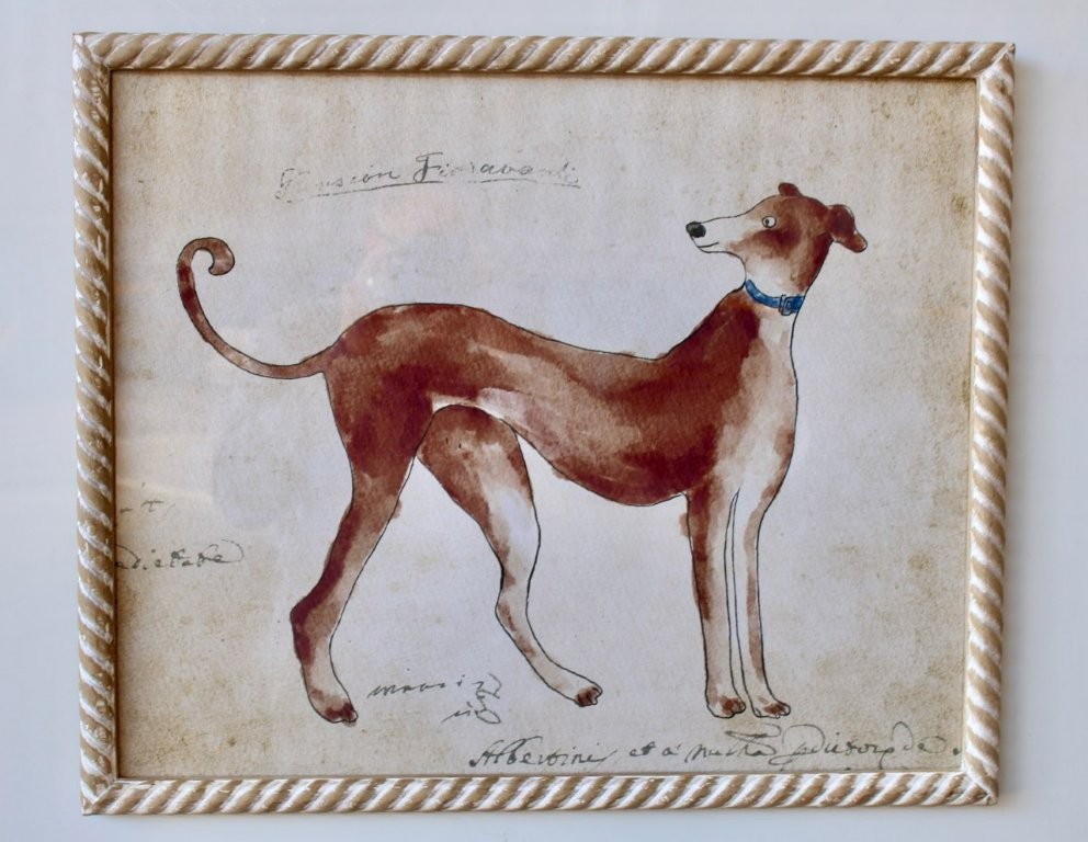 Dark Brown Greyhound Picture Scroll Frame